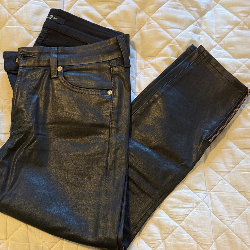 EUC 7 for all mankind Black Coated Jeans